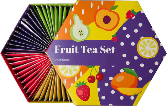 Acorus| Fruit Luxury Tea Set | Perfect for Making Natural Iced Tea | Fruit and Herbal Tea Gift Set of 6 Different Flavoured Teas in the Beautiful Tea Box | Tea Selection Box - 60 Tea Bags