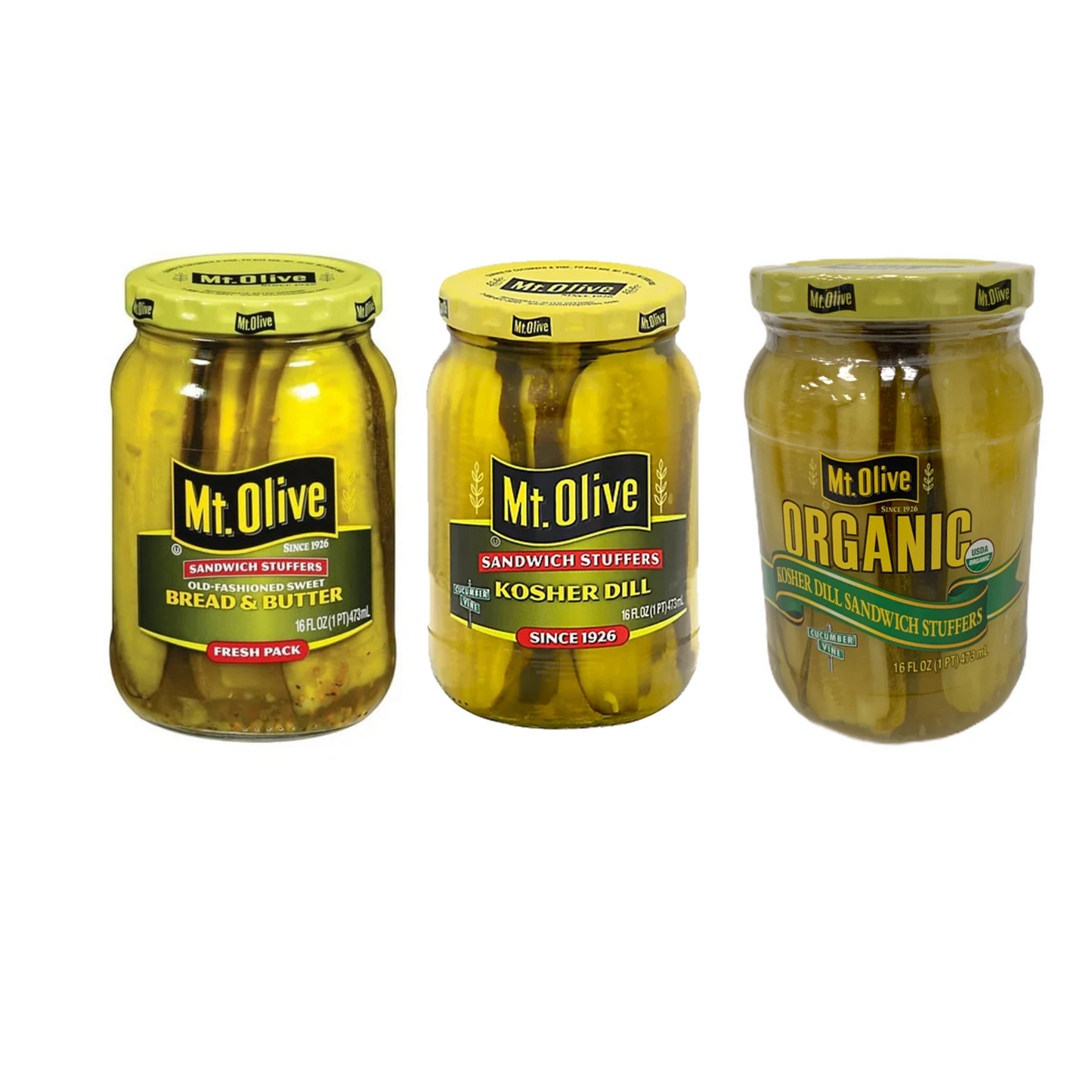 Mt. Olive (3 Pack) | SANDWICH STUFFERS BREAD & BUTTER | ORGANIC KOSHER DILL SANDWICH STUFFERS | SANDWICH STUFFERS KOSHER DILL