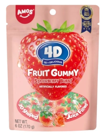 Amos 4D Fruit Gummy Strawberry Burst - 170g