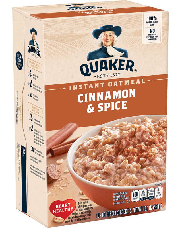 Quaker Instant Oatmeal Cinnamon Spice 343g  (Best Before Date 23/02/2025)