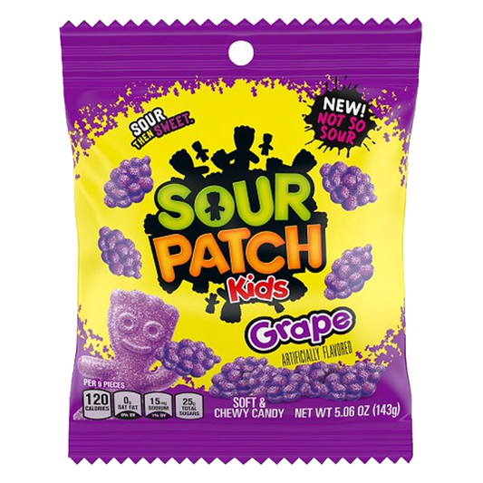 Sour Patch Kids Grape Soft & Chewy Candy Peg Bag 143g