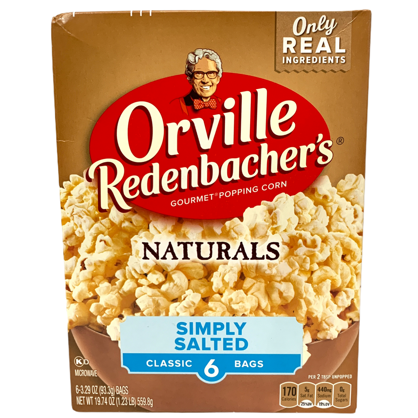 Orville Redenbacher's Naturals Simply Salted Popping Corn 599.8g (6 x 93.3g)