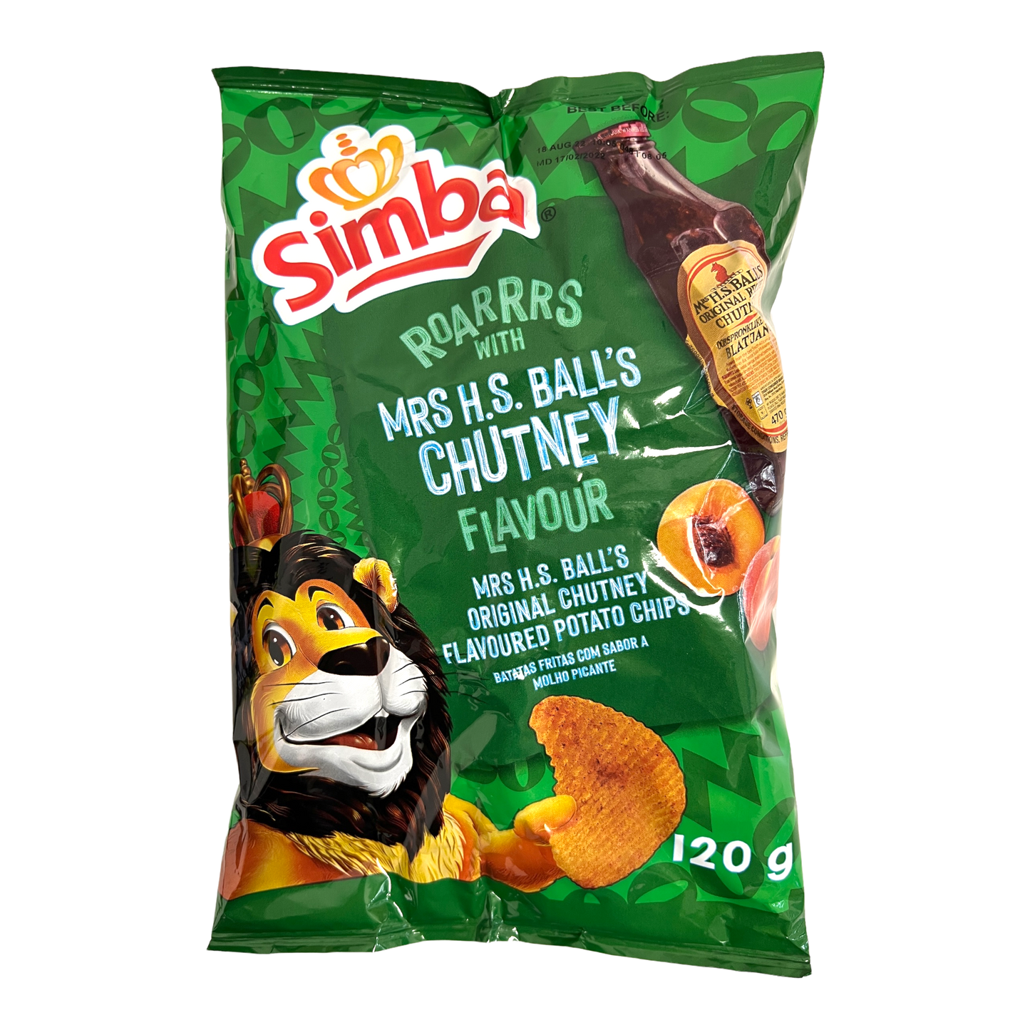 Simba Mrs H.S. Ball's Chutney Flavoured Potato Chips 120g [South African]