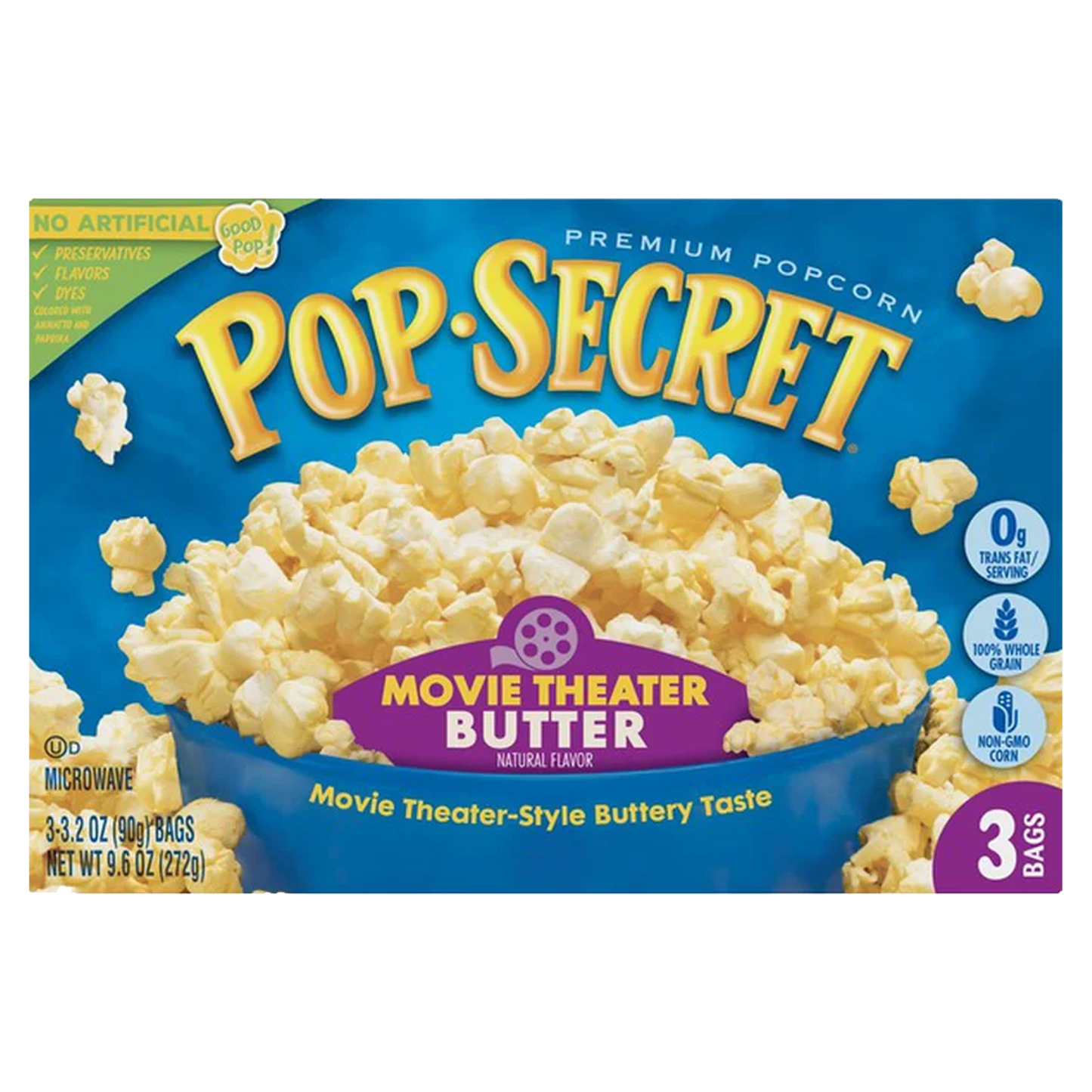 Pop Secret Movie Theater Butter Microwave Popcorn 272g-(3 x 90g)