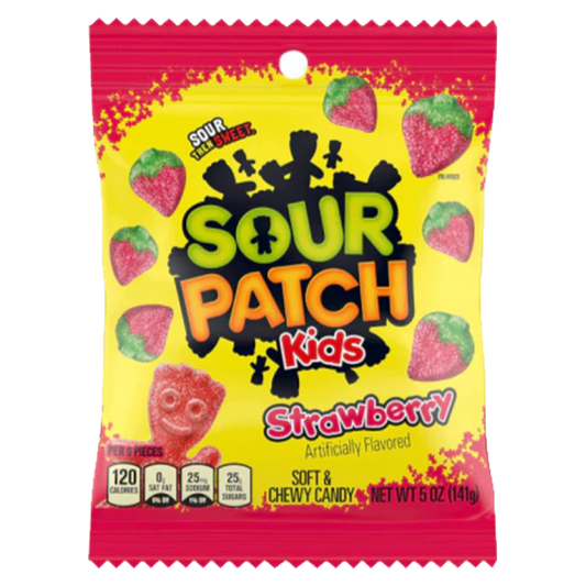 Sour Patch Kids Strawberry Soft & Chewy Candy Peg Bag 102g